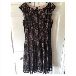 Black and blush lace skater dress